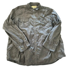 Coastal men's XXL grey snap long sleeve shirt